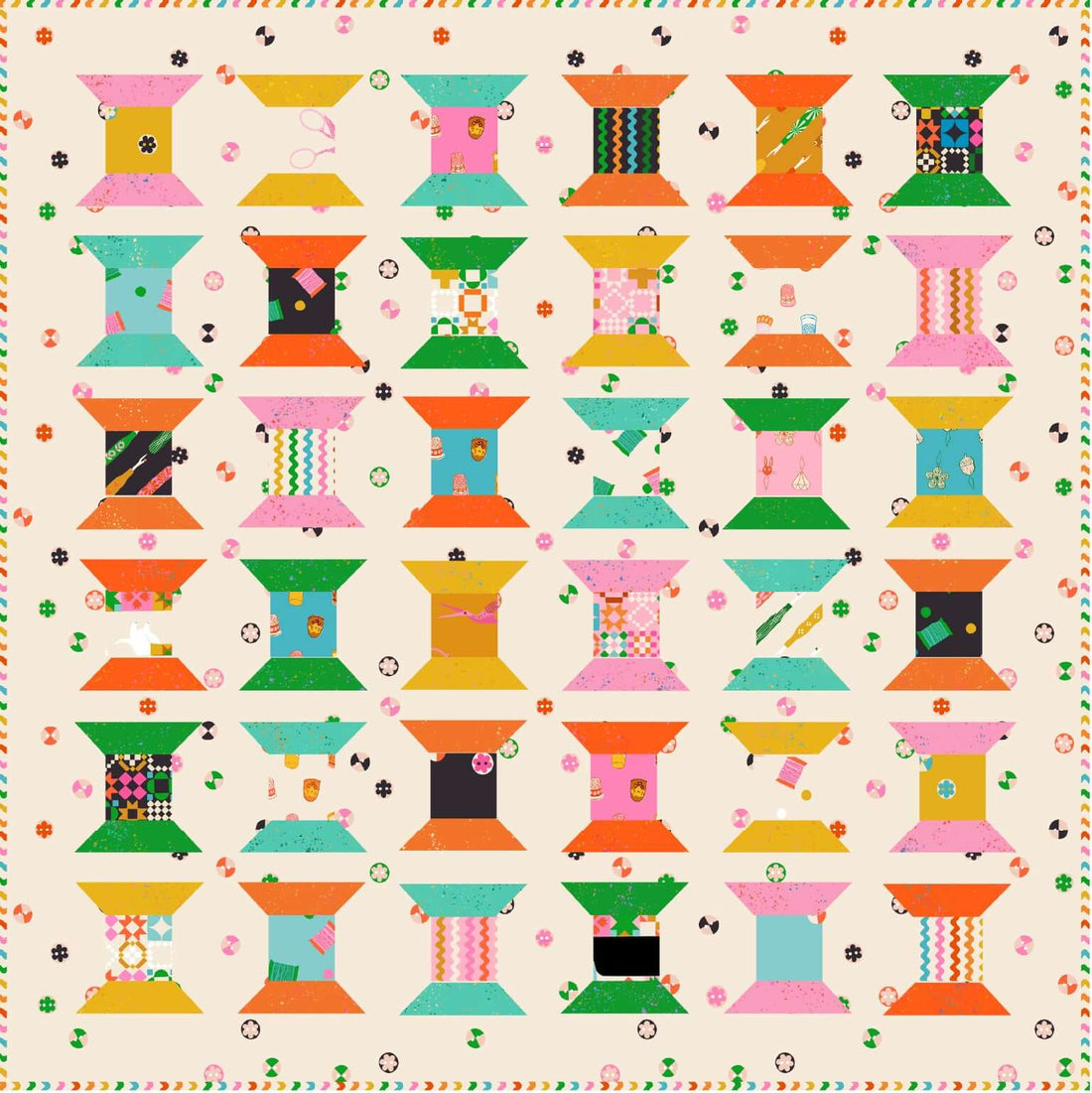 1 800 Notion Mini Spools quilt kit with Ruby Star Society fabric