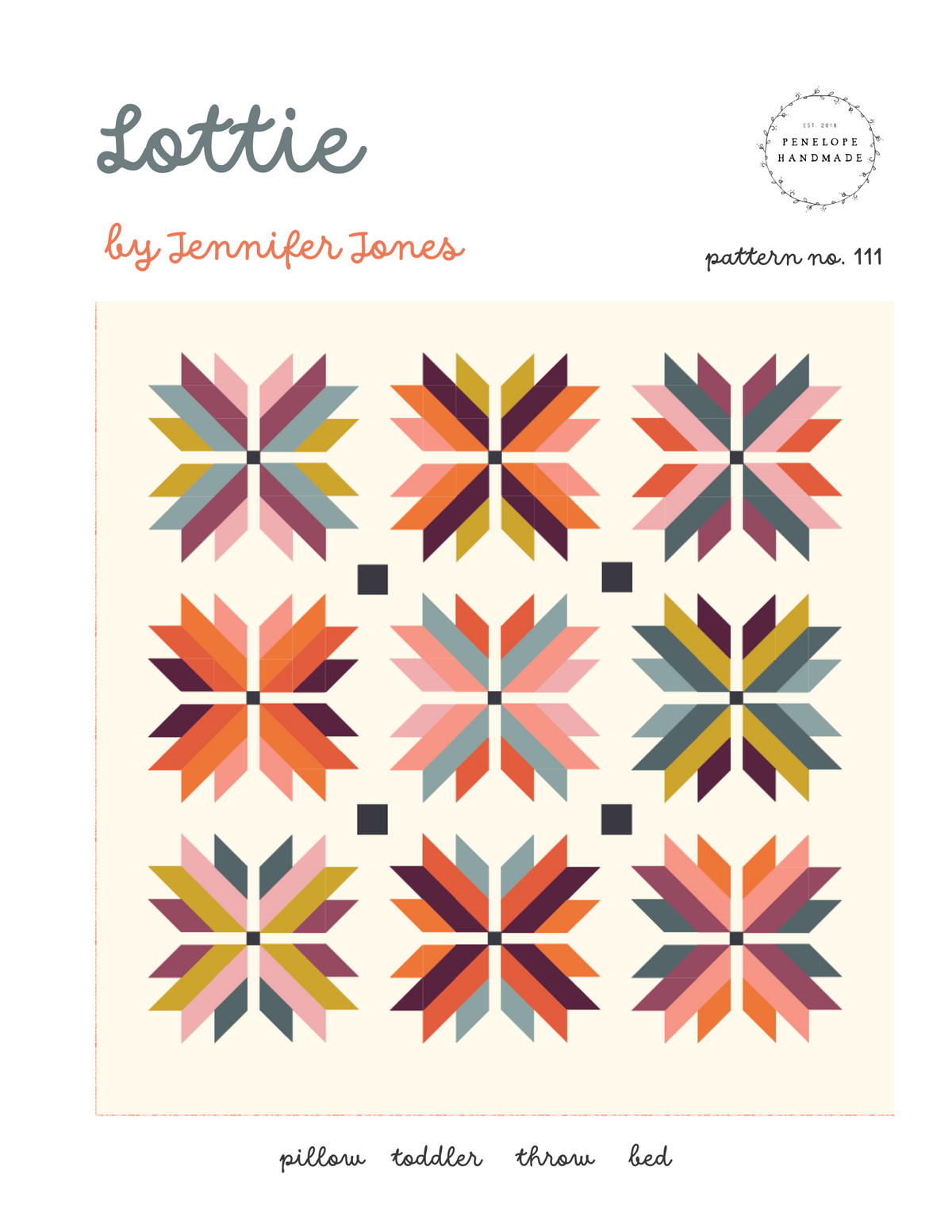 Lottie quilt pattern cover by Jennifer Jones of Penelope Handmade