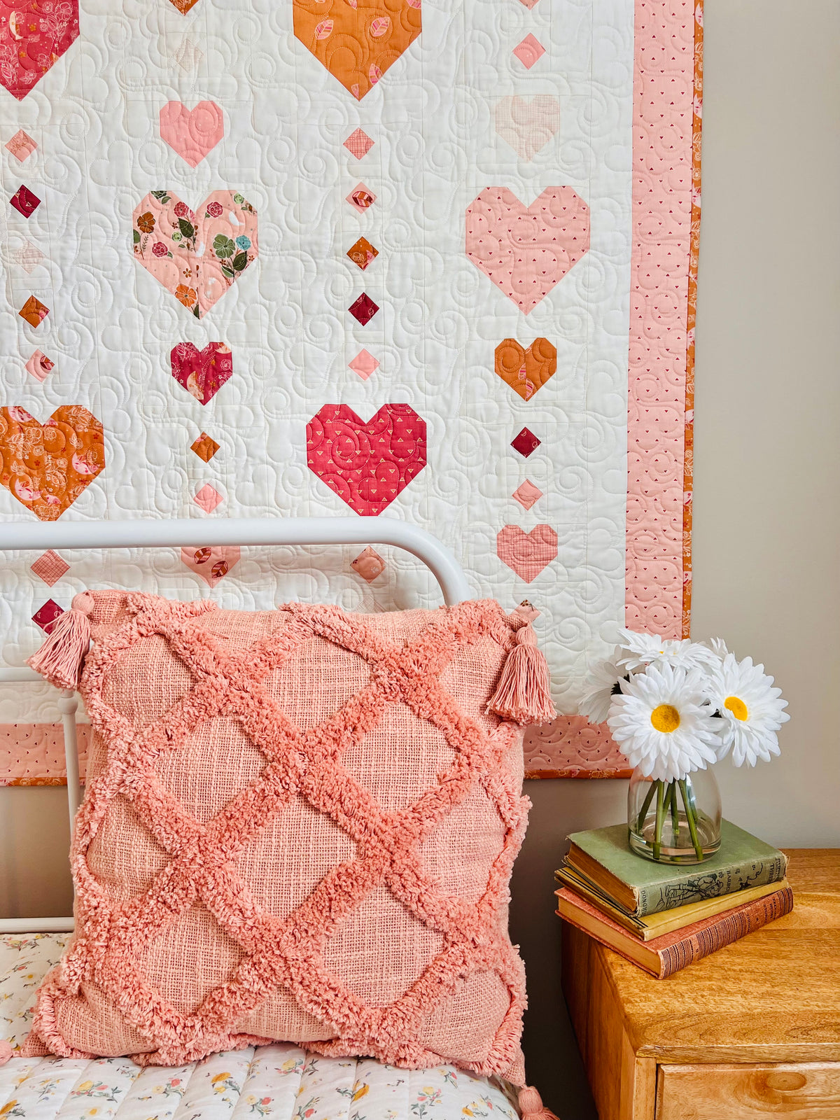 Heart on a String quilt detail