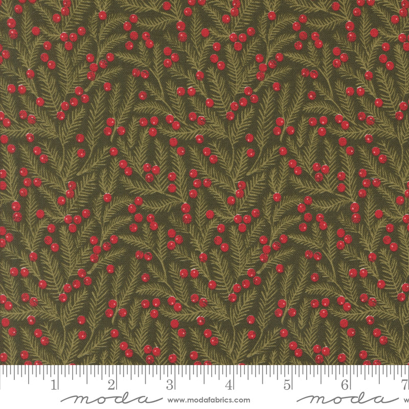 Berry and Pine dark green pine needles blender fabric by Lella Boutique for Moda, 5243 13