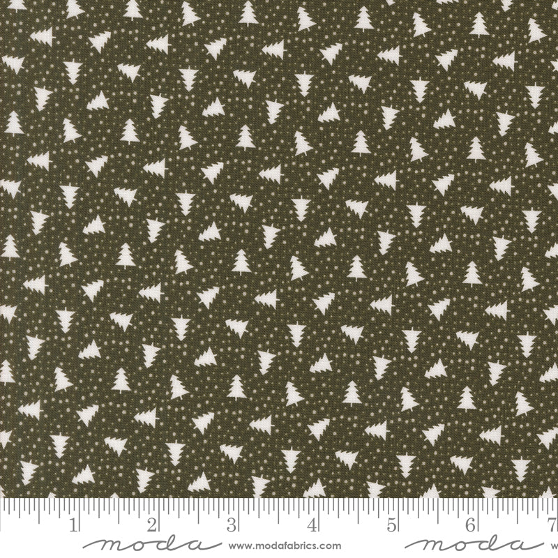 Berry and Pine dark green little Christmas trees and dots fabric by Lella Boutique for Moda, 5245 13