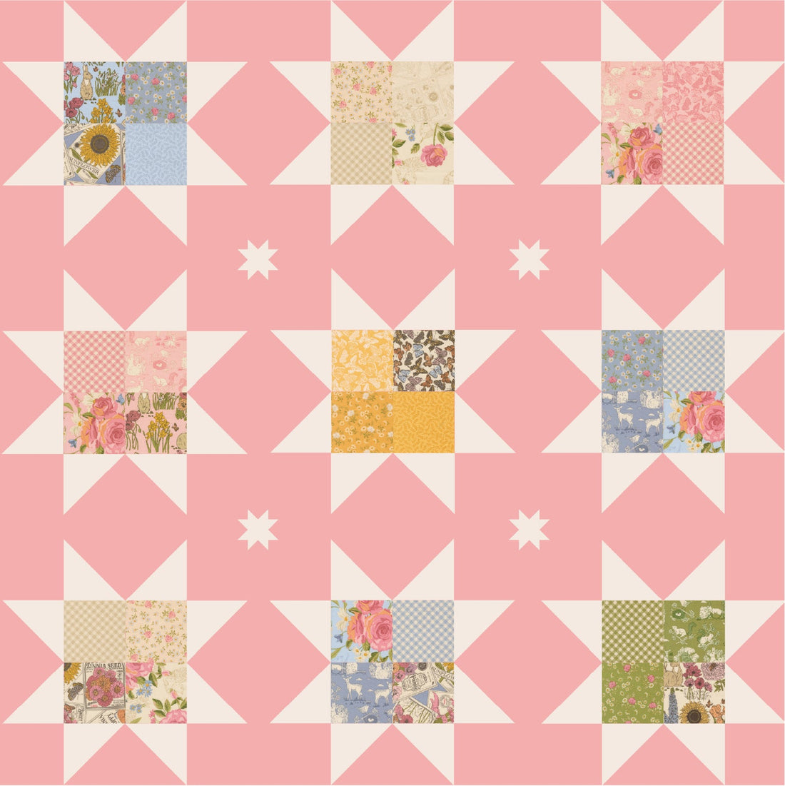 Charm Pack Stars quilt kit with My Secret Garden fabric by Stacy Iest Hsu