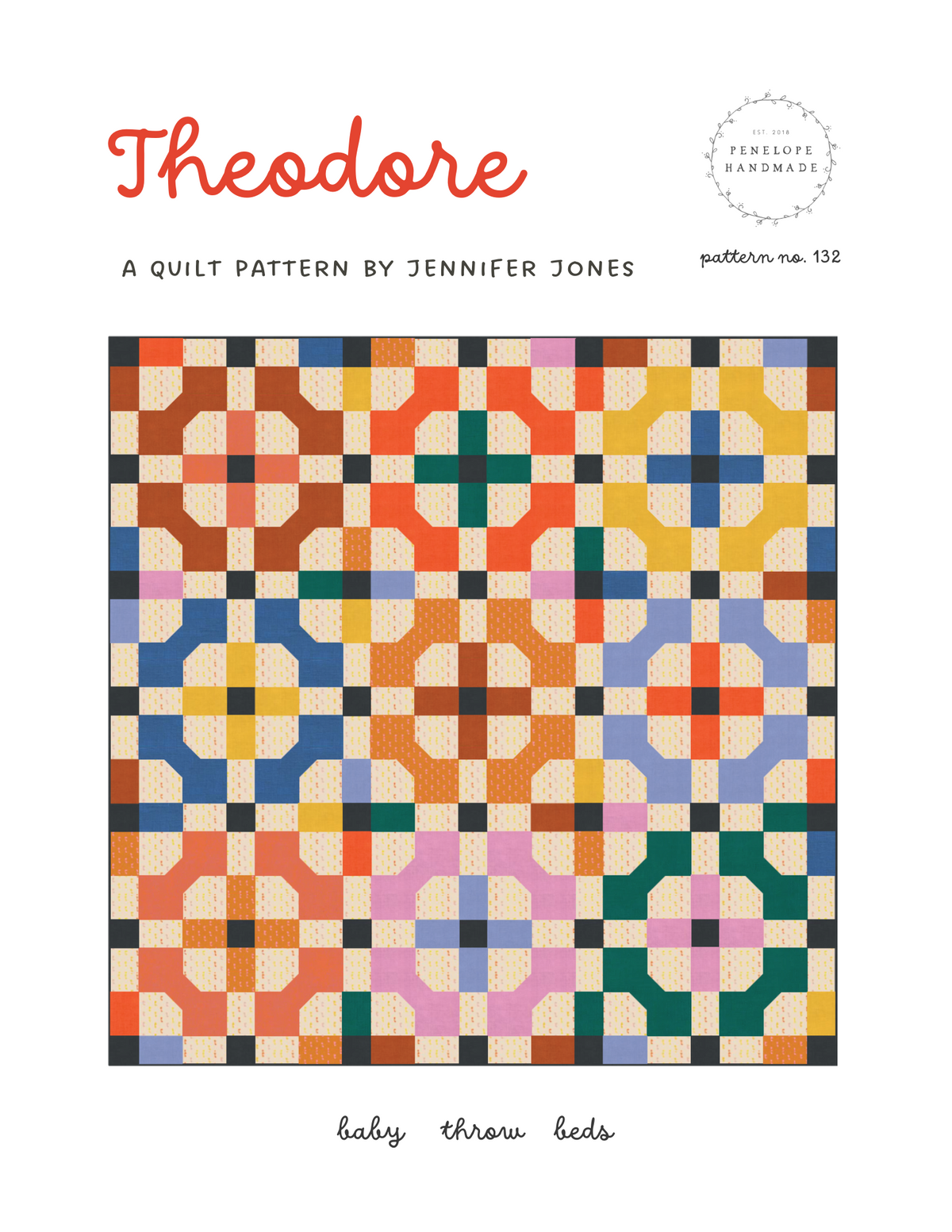 Theodore quilt pattern cover by Jennifer Jones of Penelope Handmade
