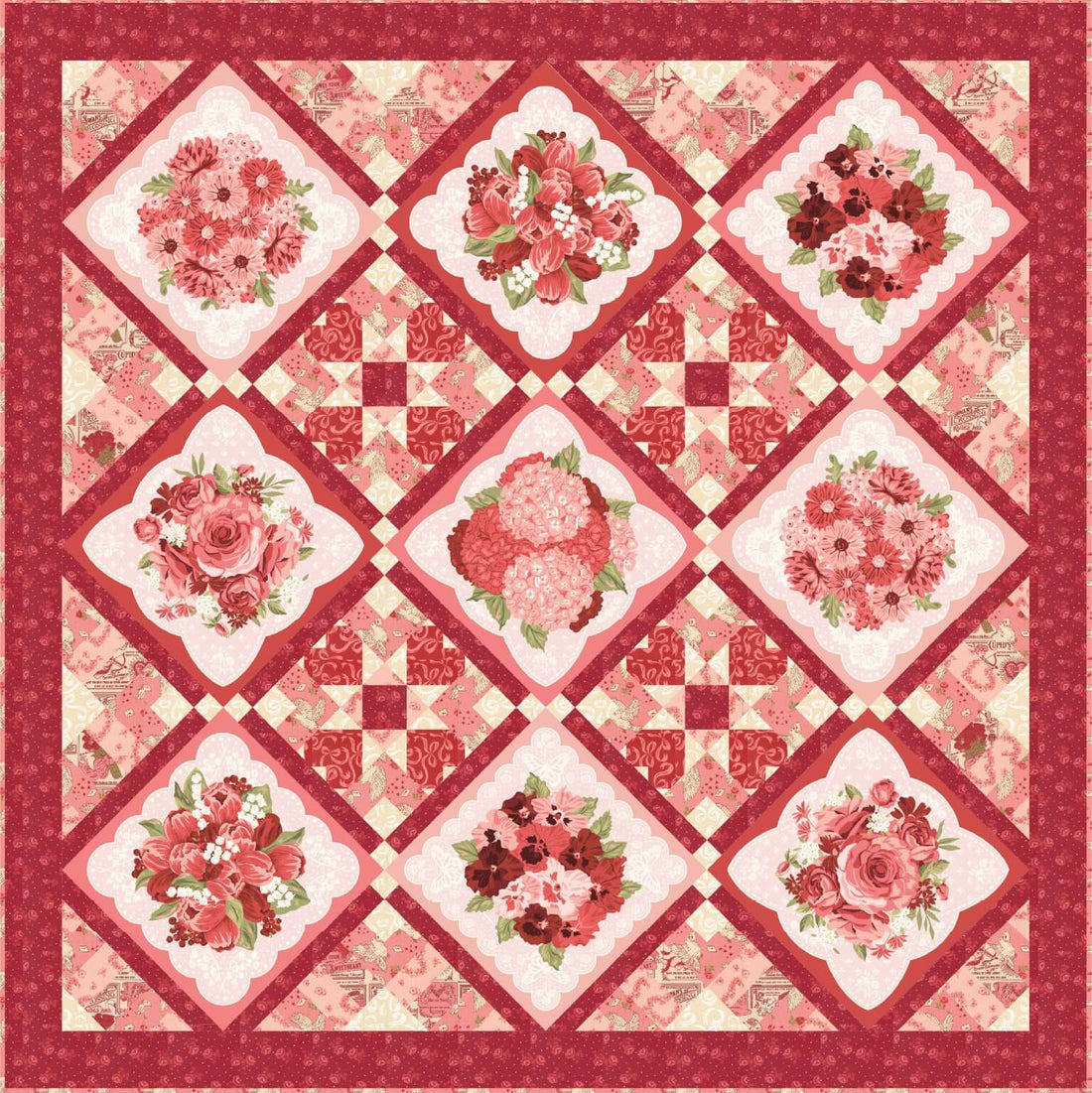 Je Taime Love Affair quilt kit with Je Taime fabric by Stacy Iest Hsu