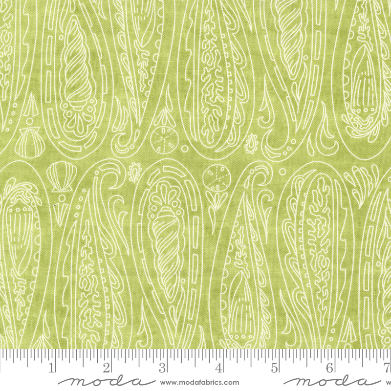 Serena Shores light green paisley shells fabric by Robin Pickens for Moda, 48772 24