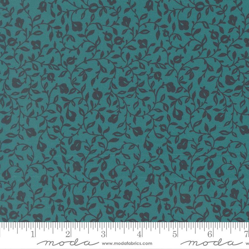 Sitara Affinity Lagoon turquoise small floral vine fabric by Crystal Manning for Moda, 11985 15