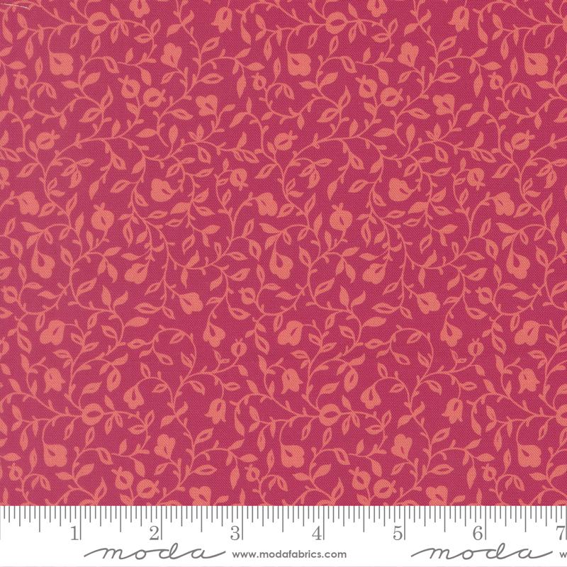 Sitara Affinity Pomegranate dark pink small floral vine fabric by Crystal Manning for Moda, 11985 24