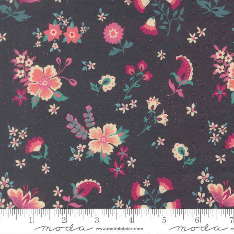 Sitara Davina Midnight dark blue floral fabric by Crystal Manning for Moda, 11982 12