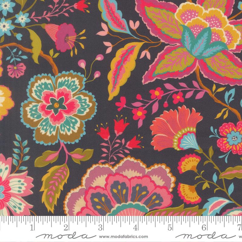 Sitara Jasmine Midnight dark blue floral fabric by Crystal Manning for Moda, 11980 12