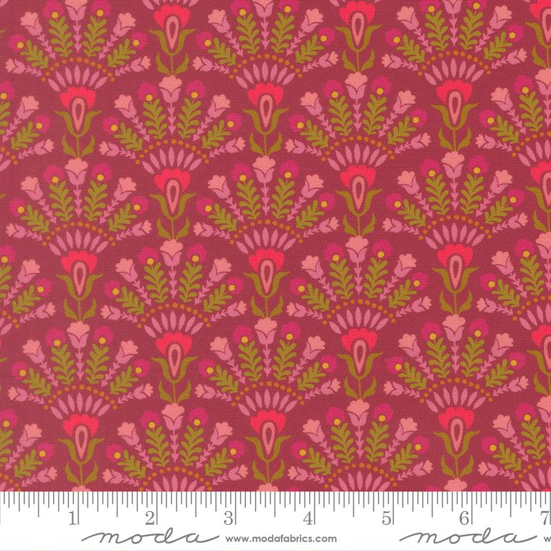 Sitara Opaline Rose Wine dark pink damask fabric by Crystal Manning for Moda, 11983 20