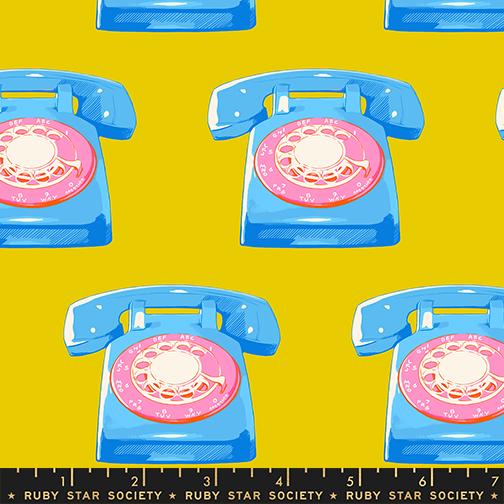 Sparkle Mart Golden Hour yellow vintage telephone novelty fabric by Melody Miller for Ruby Star Society, RS0121 15