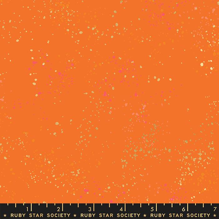 Speckled Metallic Burnt Orange speckle blender fabric with metallic accents by Rashida Coleman Hale for Ruby Star Society, RS5027 98M