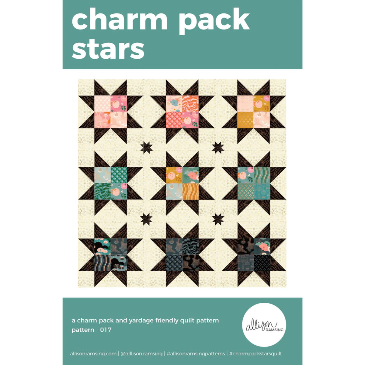 Charm Pack Stars quilt pattern cover by Allison Ramsing