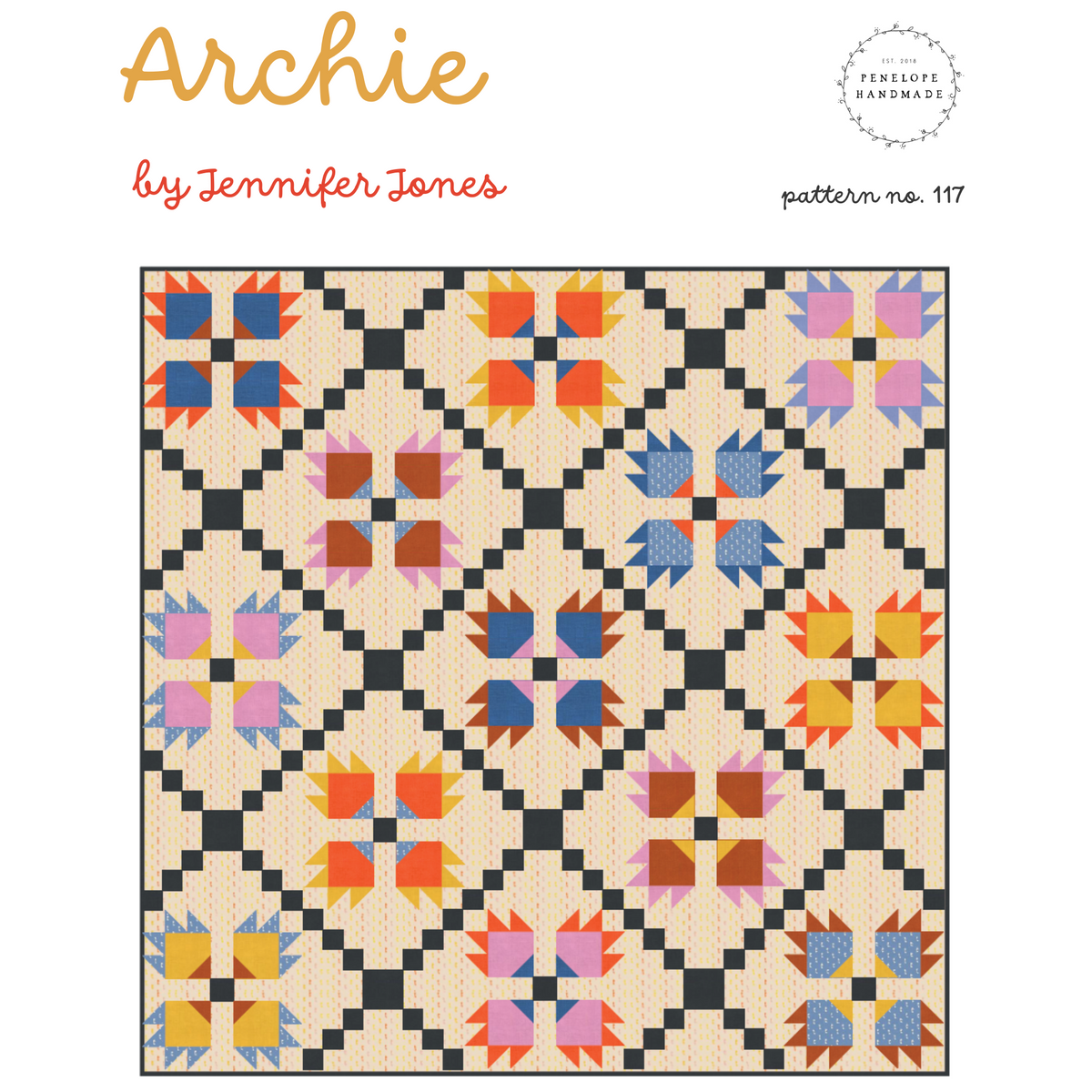Archie quilt pattern cover by Jennifer Jones of Penelope Handmade