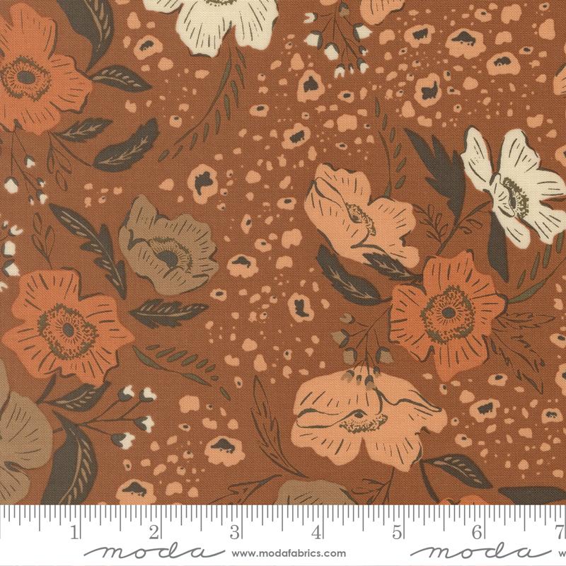 Wellspring Dark Clay brown flora flourish floral fabric by Fancy That Design House for Moda, 45670 13