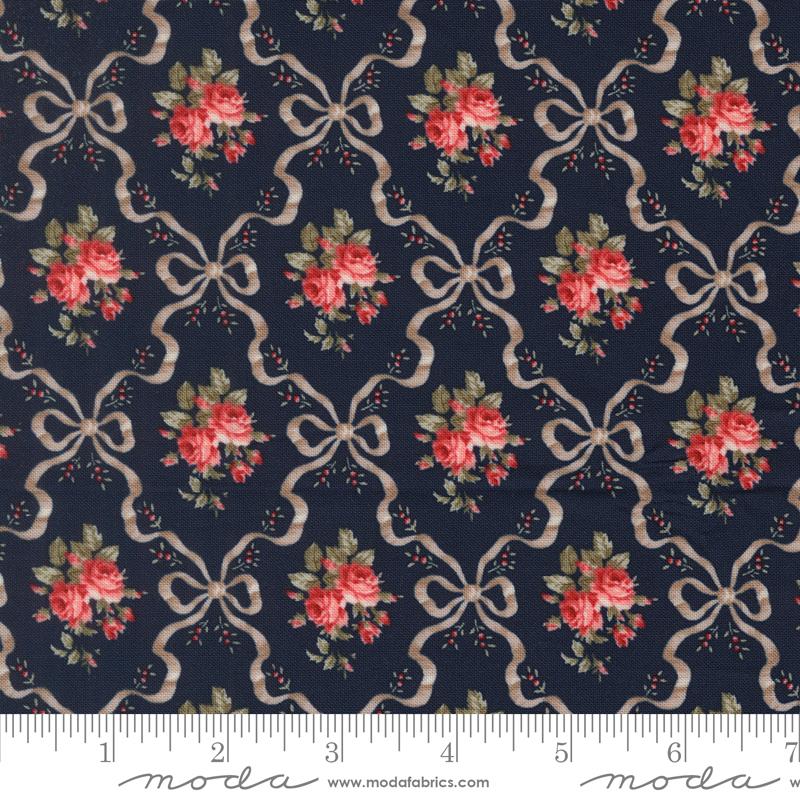 Blossom Jubilee Nightfall ribbon and roses fabric by Bunny Hill Designs for Moda, 3091 16