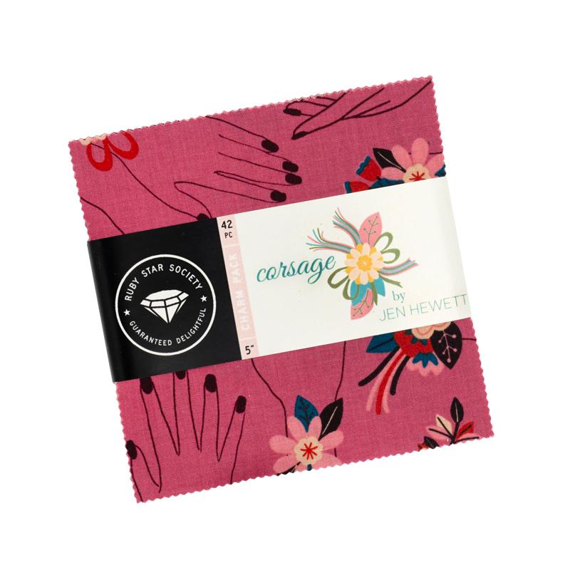 Corsage charm pack of 42 5-inch precut squares by Jen Hewett for Ruby Star Society