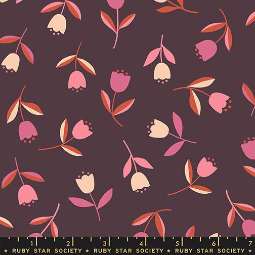 Corsage Eggplant tiny tulips fabric by Jen Hewett for Ruby Star Society, RS6060 13