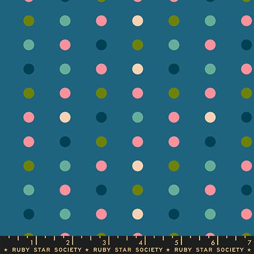 Corsage Teal swatch dots fabric by Jen Hewett for Ruby Star Society, RS6064 17