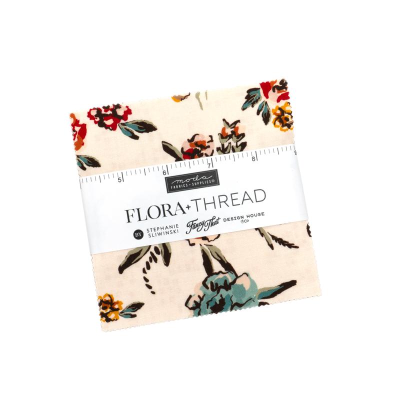 Flora & Thread charm pack of 42 5-inch precut squares by Fancy That Design House for Moda