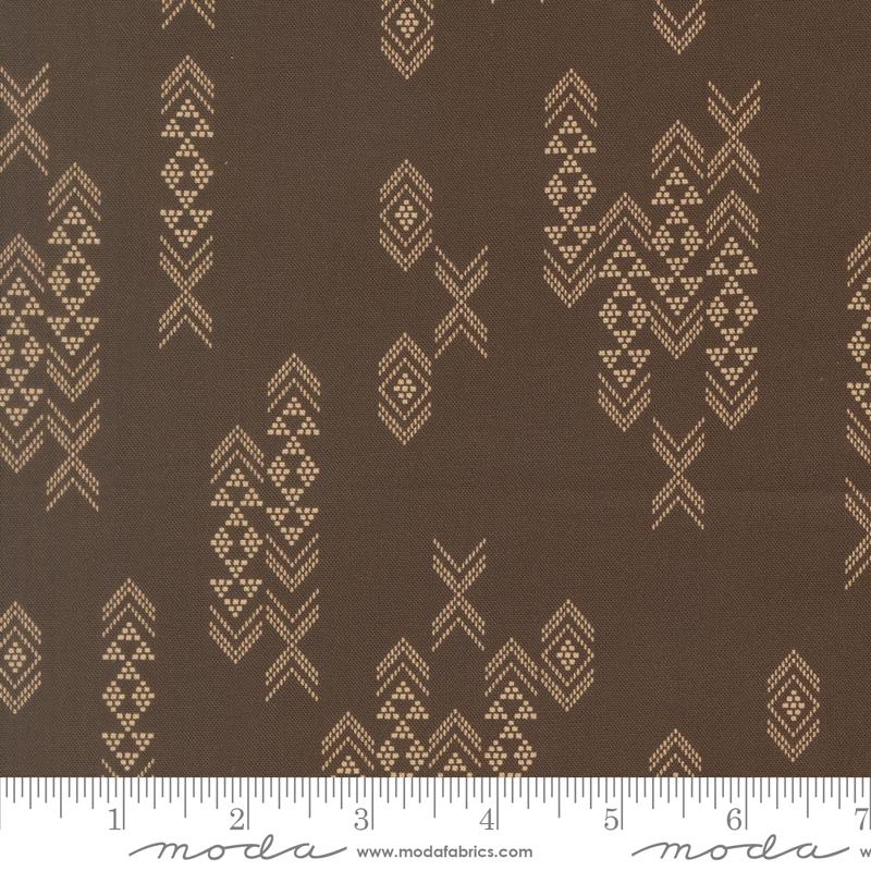 Flora & Thread Coffee embellished fabric by Fancy That Design House for Moda, 45686 17