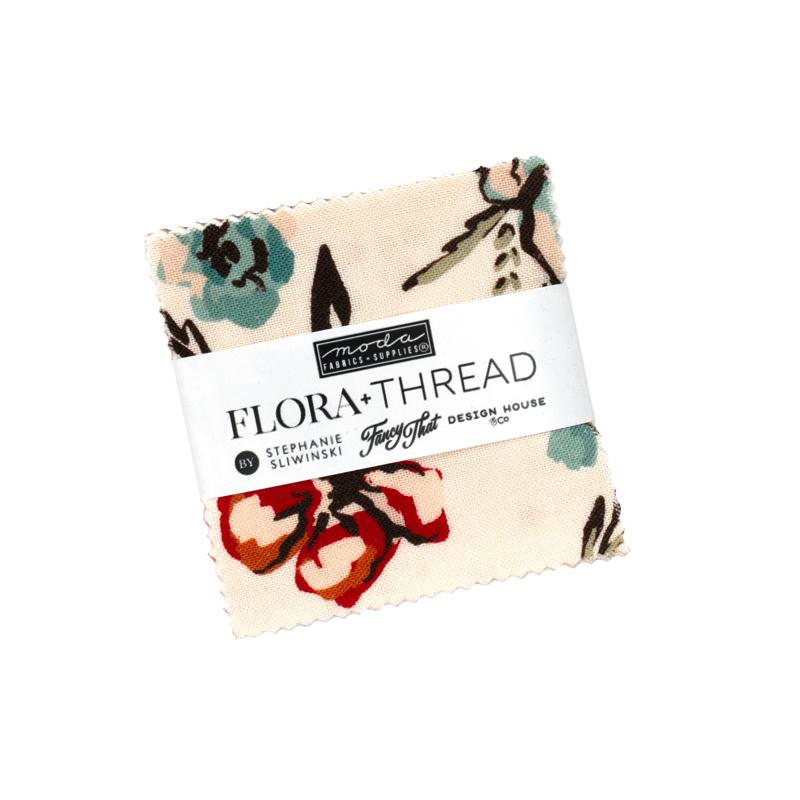 Flora & Thread mini charm of 42 2.5-inch precut squares by Fancy That Design House for Moda