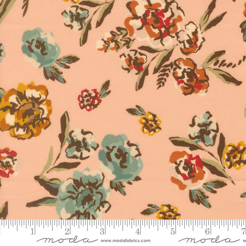 Flora & Thread Peach brushed bouquet fabric by Fancy That Design House for Moda, 45680 13