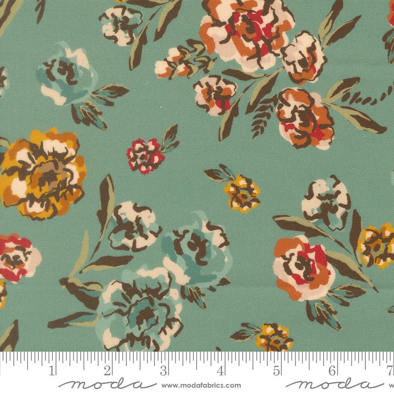 Flora & Thread Teal brushed bouquet fabric by Fancy That Design House for Moda, 45680 15