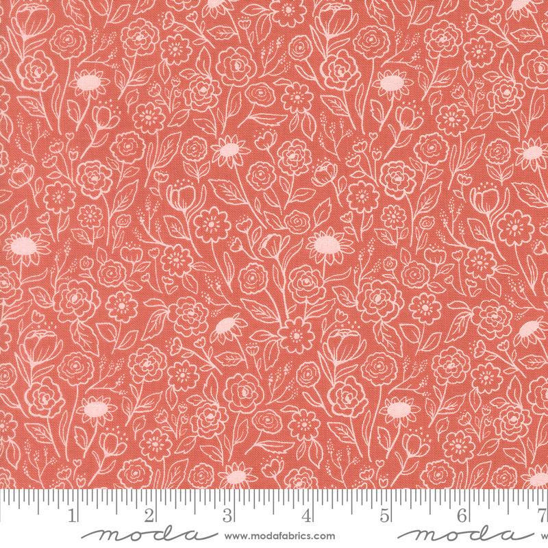 Garden Glam Rose Water flower doodles fabric by Lella Boutique for Moda, 5272 14