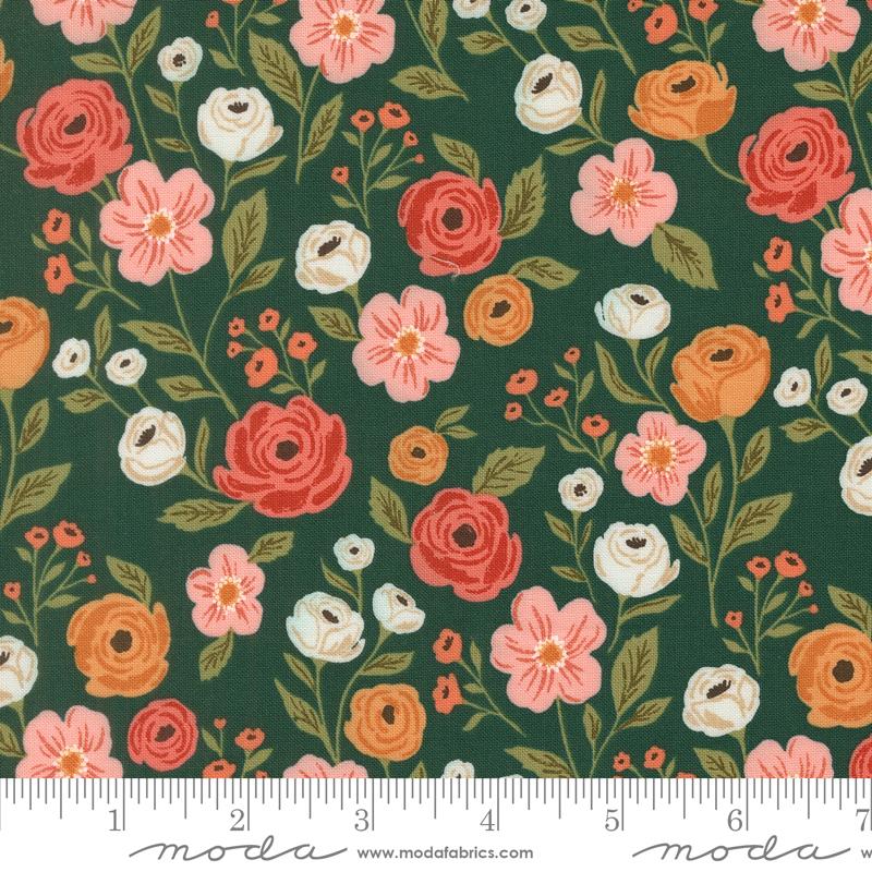 Garden Glam Teal petal pusher fabric by Lella Boutique for Moda, 5270 18