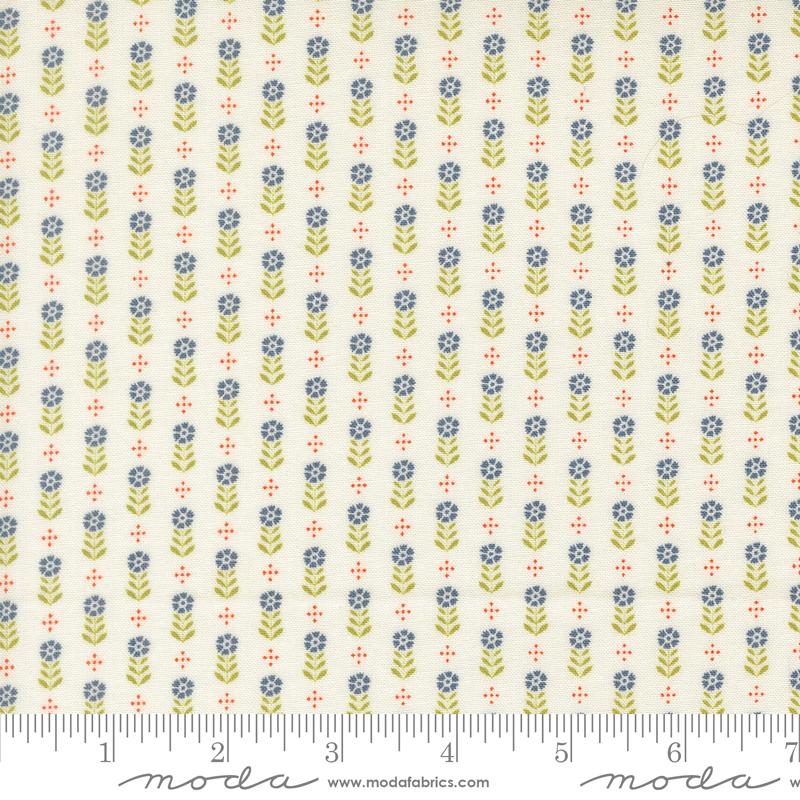 Larkspur & Linen Daisy folk flowers fabric by Fig Tree & Co. for Moda, 35457 11