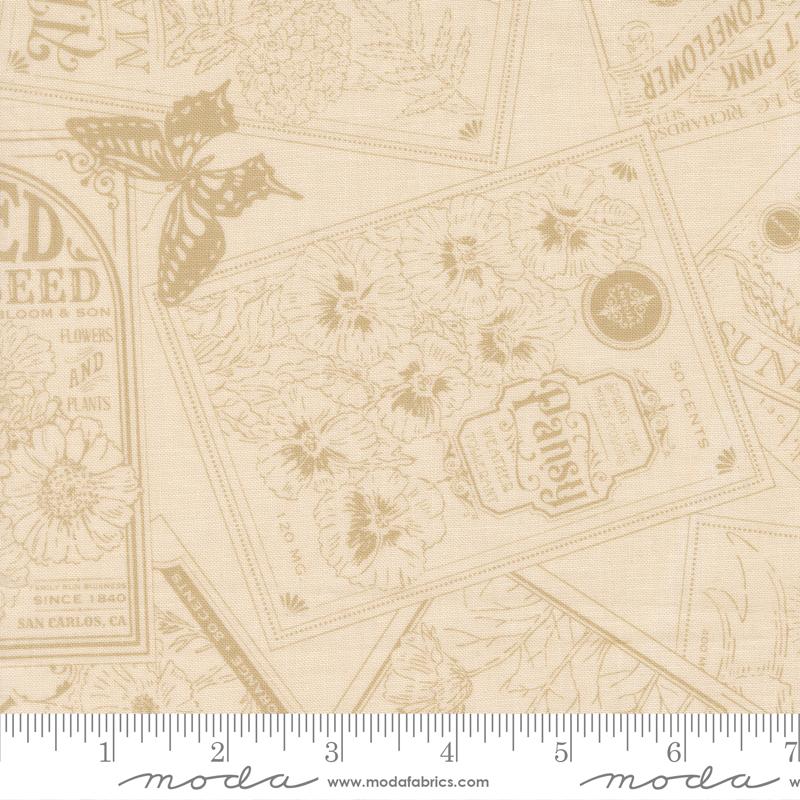 My Secret Garden Cloud natural seed packet print fabric by Stacy Iest Hsu for Moda, 20981 31