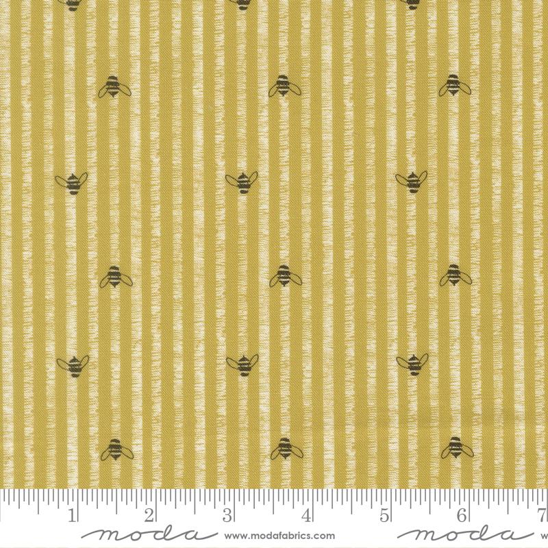 Pollinators Golden bee stripes fabric by Robin Pickens for Moda, 48816 14