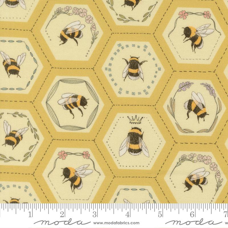 Pollinators Honey bees in hexies fabric by Robin Pickens for Moda, 48814 13