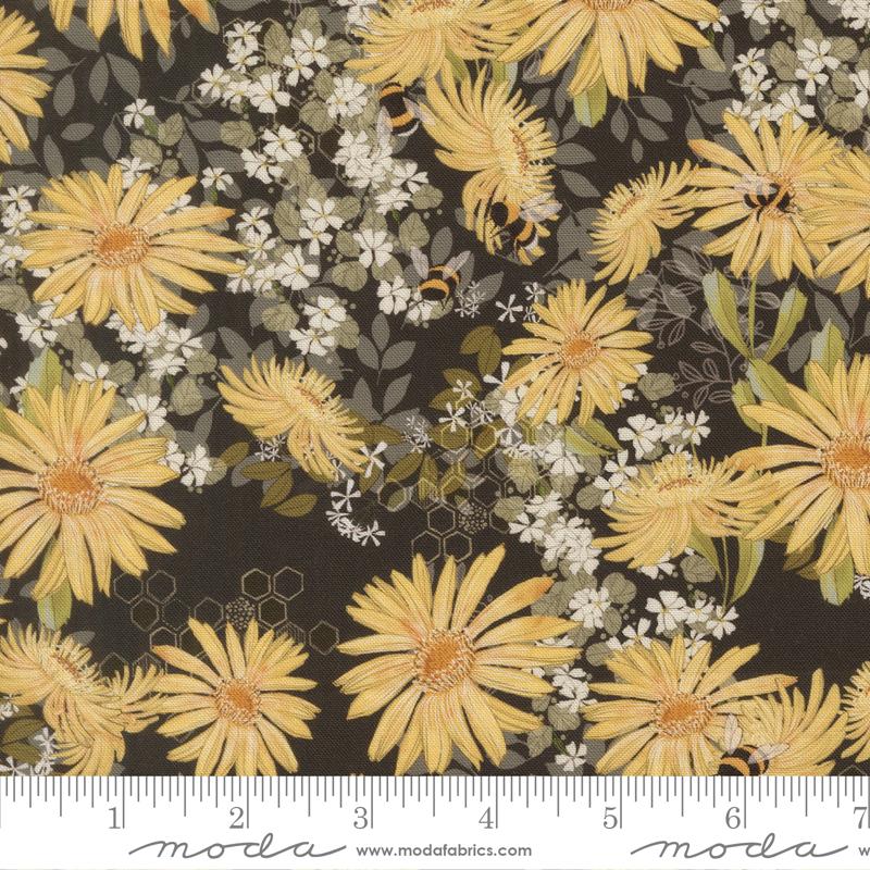 Pollinators Onyx daisies fabric by Robin Pickens for Moda, 48811 20
