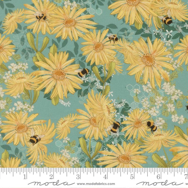 Pollinators Pond daisies fabric by Robin Pickens for Moda, 48811 17
