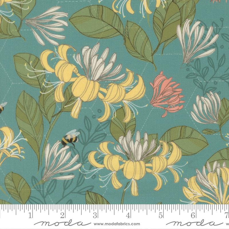 Pollinators Pond honeysuckle fabric by Robin Pickens for Moda, 48812 17