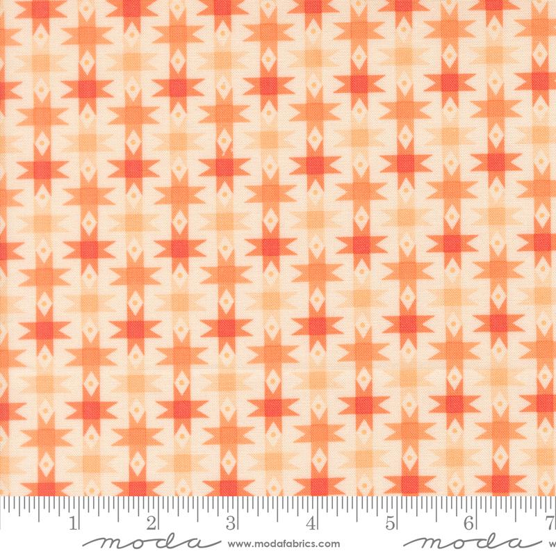 Popcorn Peach ribbon stars fabric by Elizabeth Hartman for Moda, 51281 19