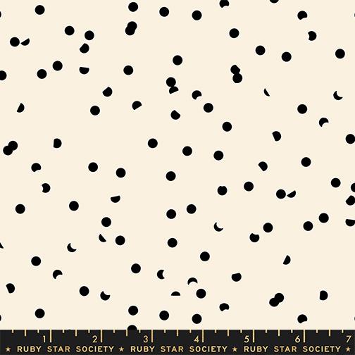 Sidekicks Black On Natural hole punch dot fabric by Kimberly Kight, RS5220 50