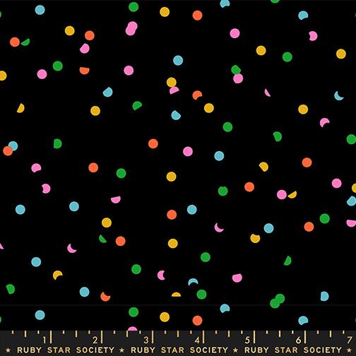 Sidekicks Multi On Black hole punch dot fabric by Kimberly Kight, RS5220 49