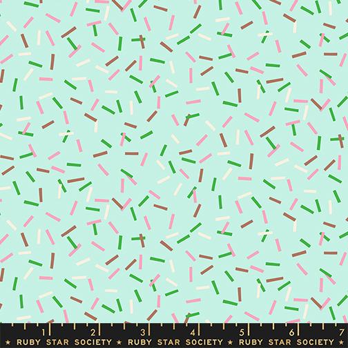 Sugar Cone 2 Mint rainbow sprinkles fabric by Kimberly Kight for Ruby Star Society, RS3113 13