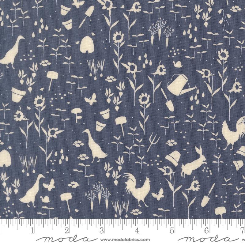 Wildbriar Maine Blueberry tending the earth fabric by Sweetfire Road for Moda, 43225 15