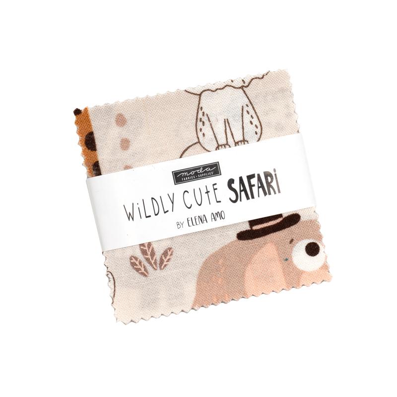 Wildly Cute Safari mini charm of 42 2.5-inch precut squares by Elena Amo for Moda