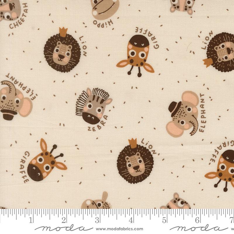 Wildly Cute Safari Pearl animal faces fabric by Elena Amo for Moda, 39081 11
