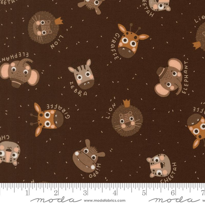 Wildly Cute Safari Soil animal faces fabric by Elena Amo for Moda, 39081 17