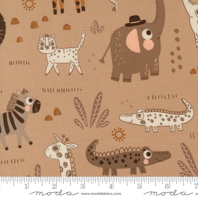 Wildly Cute Safari Tan safari animals fabric by Elena Amo for Moda, 39080 14